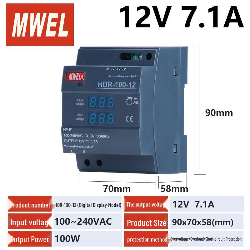NDR 240W DIN Rail Power Supply, 220V AC to 12V DC Transformer
