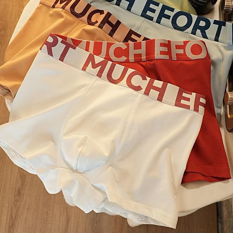 Men's Spring and Summer Fashion Letter Pure Cotton Breathable Mid Waist Flat Angle Underwear
