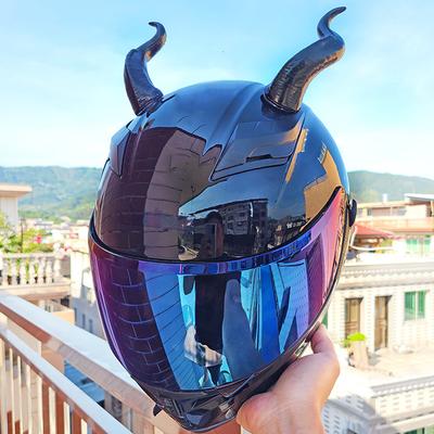 Kreative Persönlichkeit Motorrad Elektrische Helm Dekoration Teufelshörner Motorrad Helm Zubehör Aufkleber Cosplay Styling