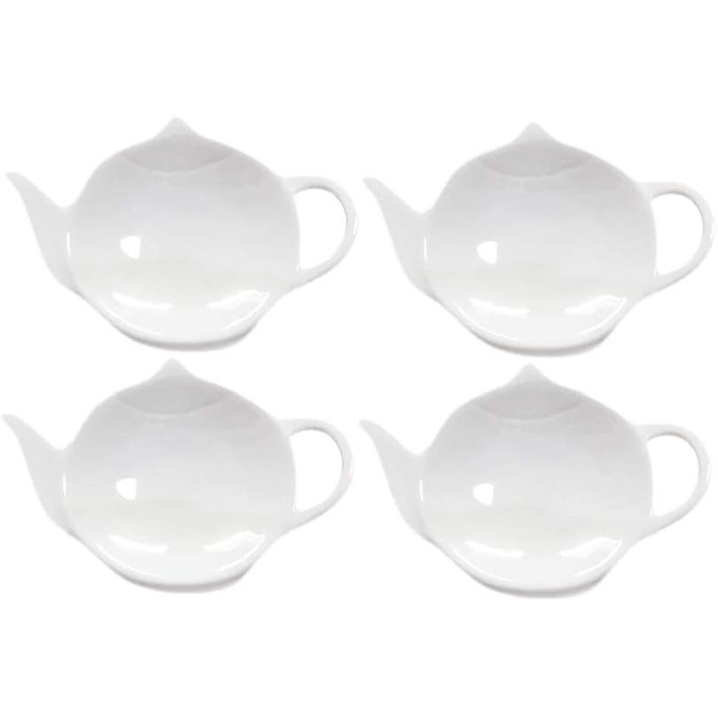 Sizikato 4 шт. Чисто-белый Керамический Держатель для Чайных Пакетиков Подставки под Чайные Пакетики Блюдо в Форме Чайника Подставки для Ложек Блюдо для Закусок Блюдо для Приправ.