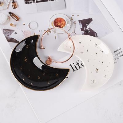 Nordische Keramik Mond Kleine Schmuckschale Ohrringe Halskette Ring Aufbewahrung Teller Obst Dessert Präsentationsschale Tablett Heimdekorationen