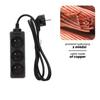 Extension cord, 3 sockets, 1.5 , with grounding, black