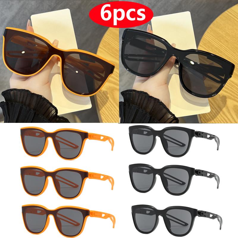 6pcs Fashion Brand Classic Rectangular Large Frame Sunglasses Women Designer Retro Sun Glasses INS Eyeglasses Men Unisex Shades