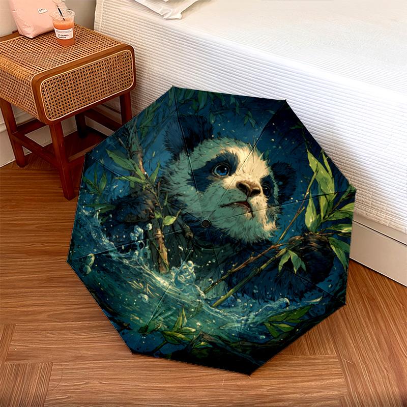 1 шт. Автоматический складной зонт - Узор  Панда , Портативный и складной дизайн с 8 спицами, Рождественские и Новогодние подарки