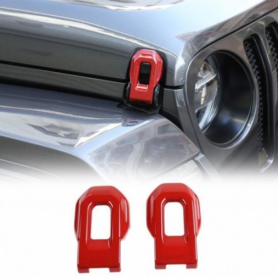 Hood Latch Cover Protector Trim 2* For Jeep Wrangler JL JLU JT 2018+ Bright Red