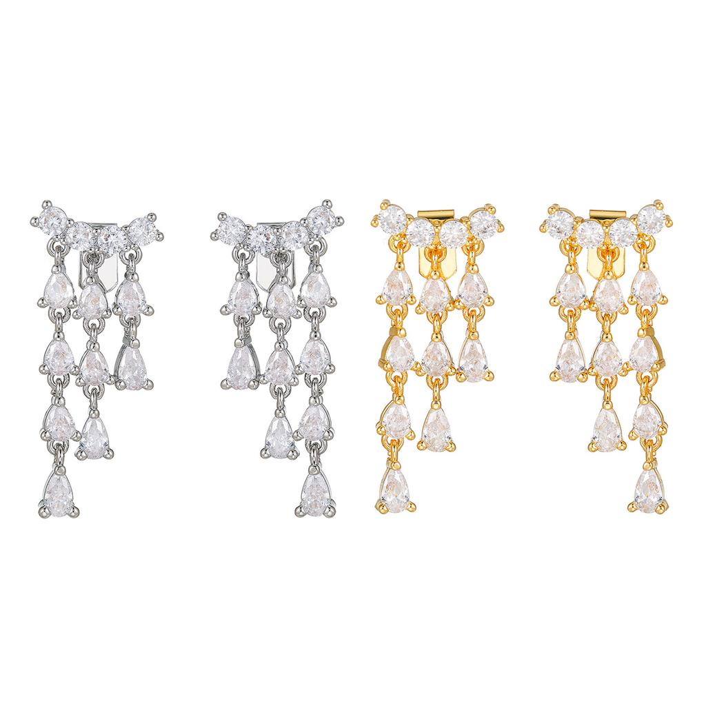 Elegant Crystal Embellished Drop Ornaments Ear Clip Perfect For Freeclip 1 2 Earphones Tassels Dangle Charm Decors