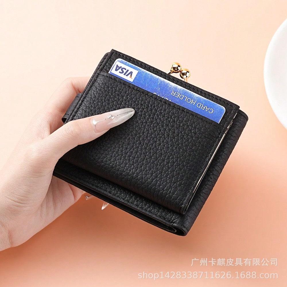 Hardware Clip, Coin Mouth, Gold Wallet, Women's Short Wallet
