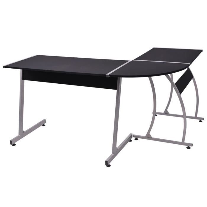 VidaXL Bureau d'angle en forme de L Noir 20132