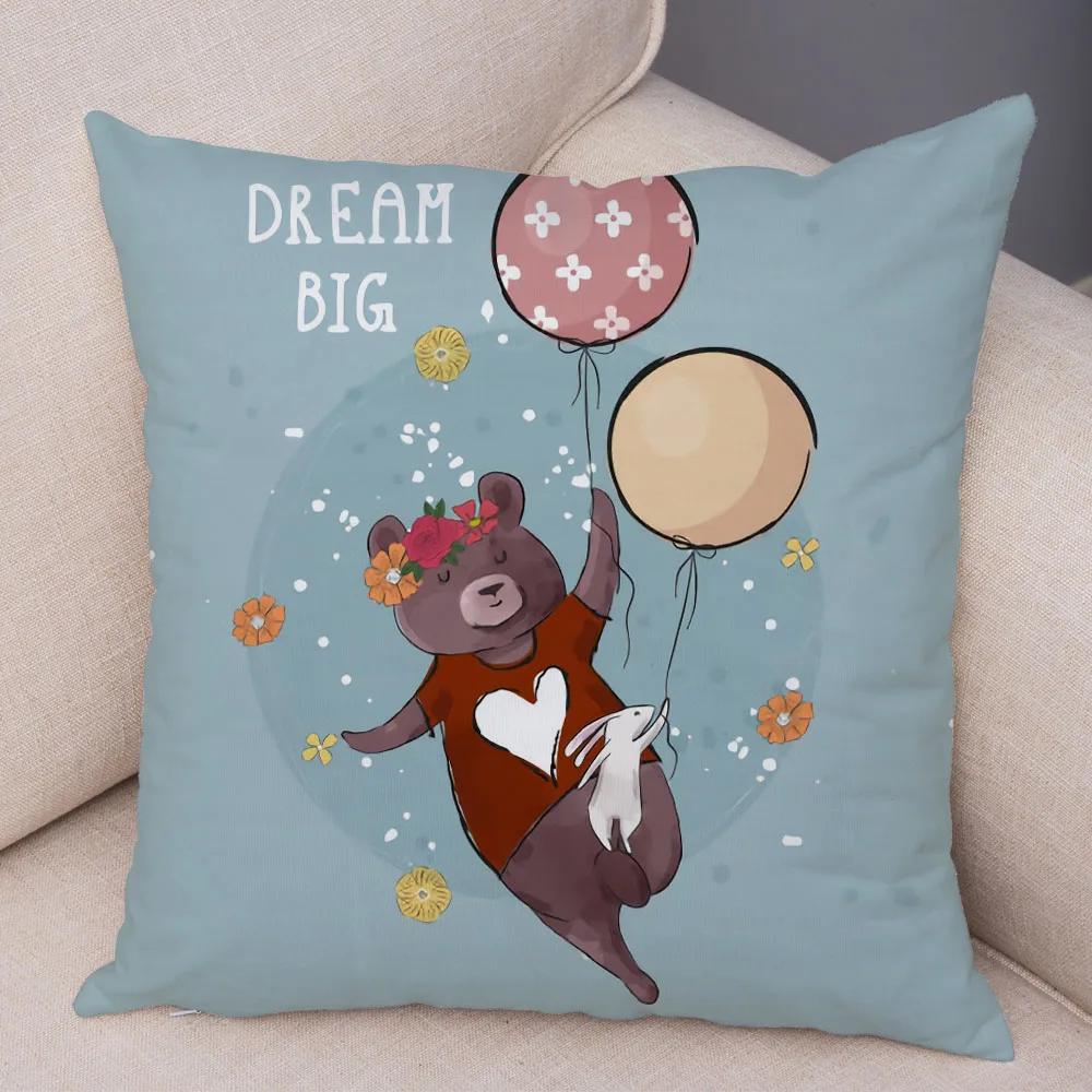 Home Decoration Colorful Cartoon Panda Bear Kids Sofa Car Pillow Cover Cute Animal Cushion Cover funda de almohada