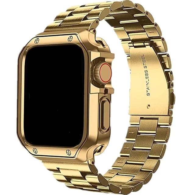 Edelstahlarmband für Apple Watch Ultra 49mm 10 46mm 42mm TPU-Hülle+Armband für Iwatch 9 8 7 6 5 4 45mm 44mm 41mm 40mm Armband
