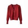 Temperament Bow Button Knitted Cardigan Women's Versatile Skinny Sweater Jacket Women's Top