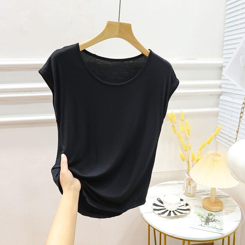 

Modal Sleeveless Thin Solid Color Casual Bottoming Shirt Black 3XL (80.00 kg-90.00 kg recommended