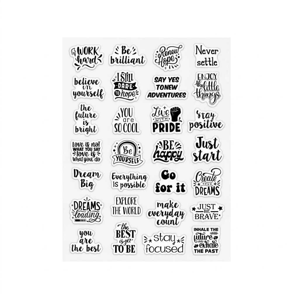Transparent Inspirational English Sticker Sheet for Journal Decoration Motivational Quotes Scrapbooking Material