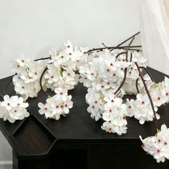 Artificial Pear Blossom Branches Fake Silk Long Stem Plum Peach Plants for Spring Indoor Party Wedding Home Table Decoration