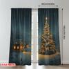 Set Of 2 Flat Printing Merry Christmas Trendy Curtains Cozy Winter Village Tree Digital Printed Polyester Drapes Spring Made