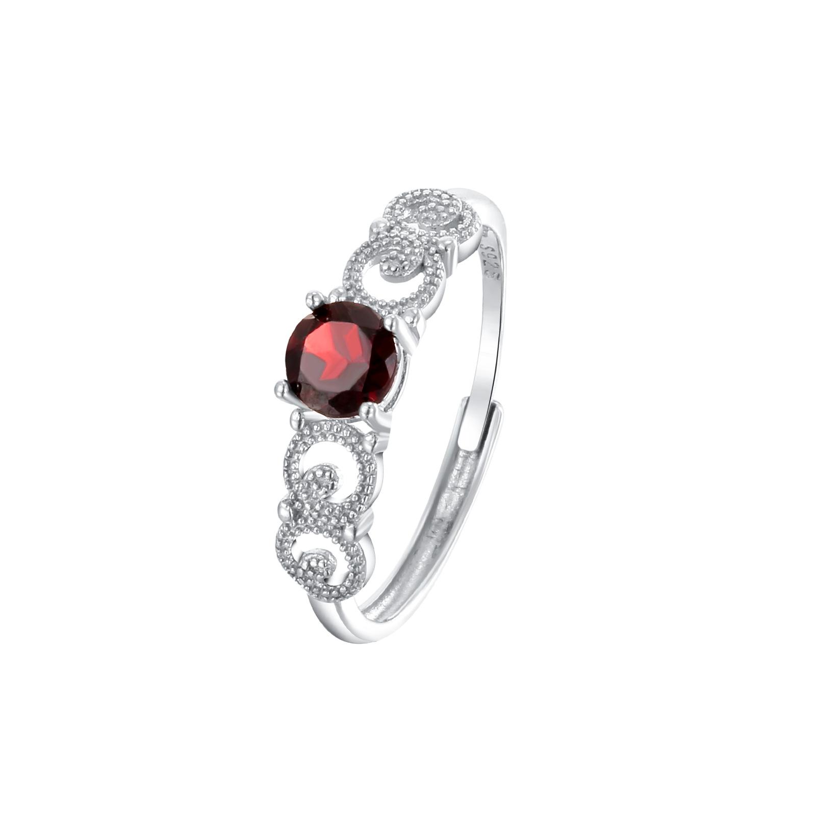 

S925 Sterling Silver Ring Natural Garnet Topaz Olivine Gemstone Ring Minimalist Luxury Finger Jewelry For Women Daily Ornament Adjustable opening