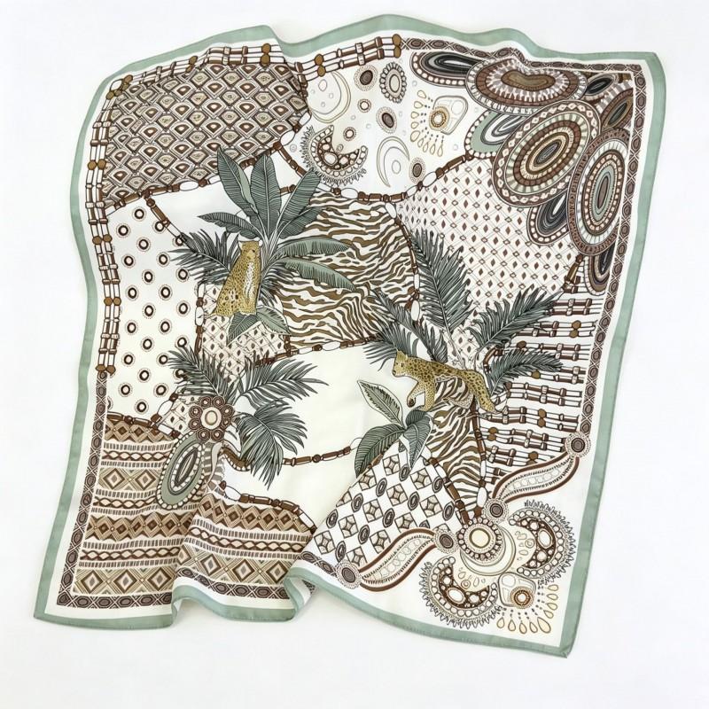 70x70cm Nylon Square Scarf Women Vintage Print Lightweight Accessory Office Casual Hair Styling