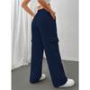 VEZFAA Women's Fashion Casual Solid Color Print High Waist Trousers Pants & Capris