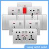 Silver UK Light  Wall Switches Sockets 1Gang 2Way  British Standard 13amp Wall Electrical Switch Socket USB Sockets