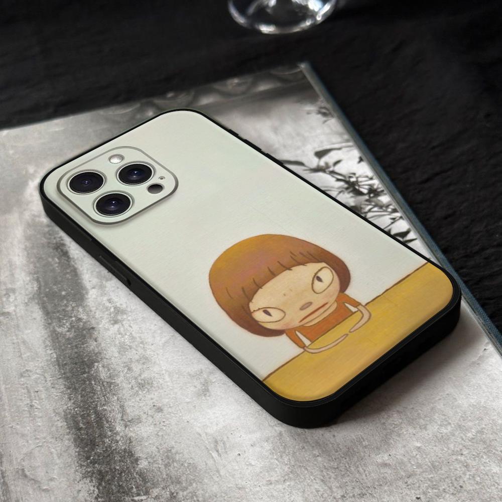 Yoshitomo-Nara Phone Case For IPhone 16,15,14,13,12,11,XS,XR,X,8,7,Pro,Max,Plus,mini Silicone Black Cover
