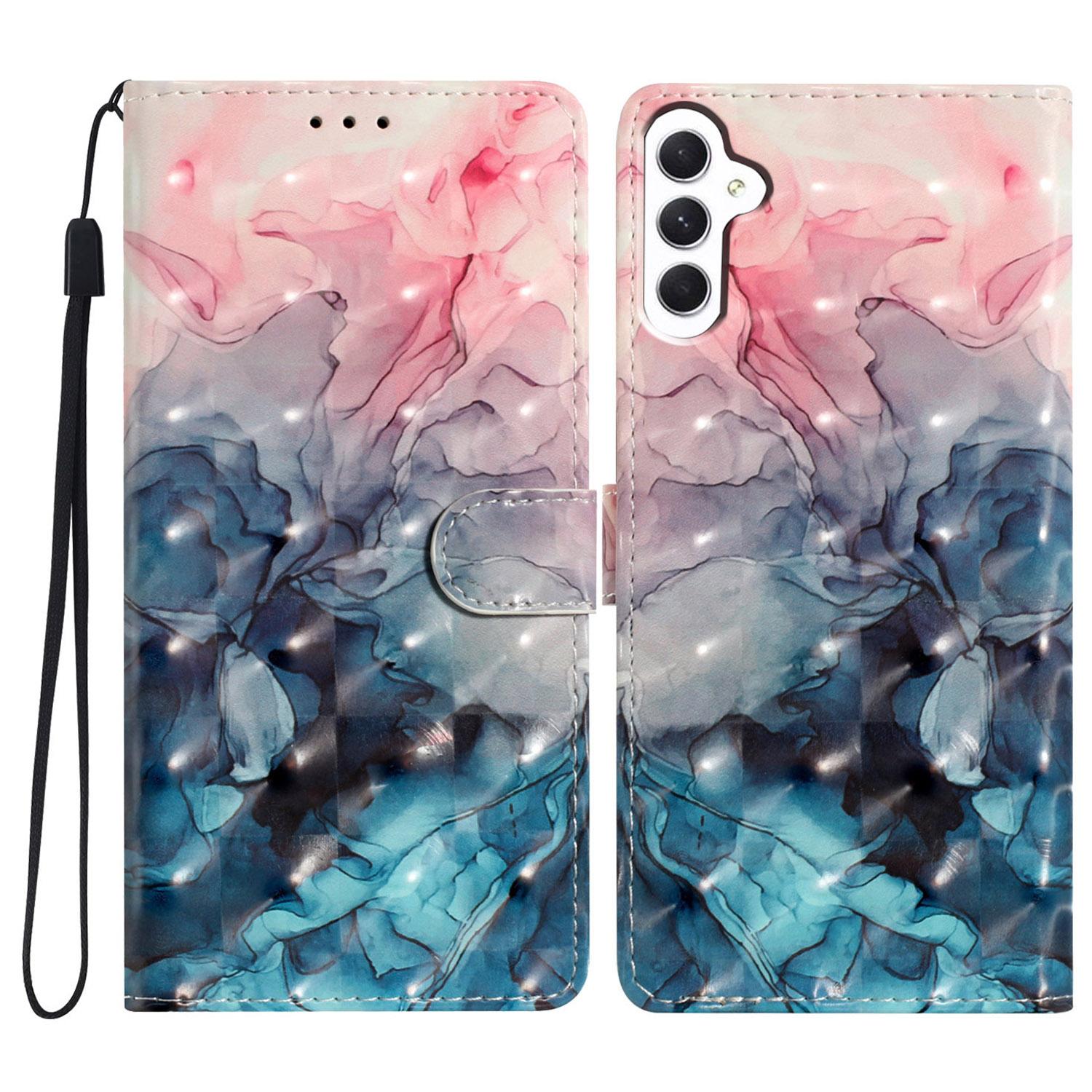 

For Samsung Galaxy A35 5G Wallet Leather Case with Multiple Card Slots and Stand Pink Blue Marble