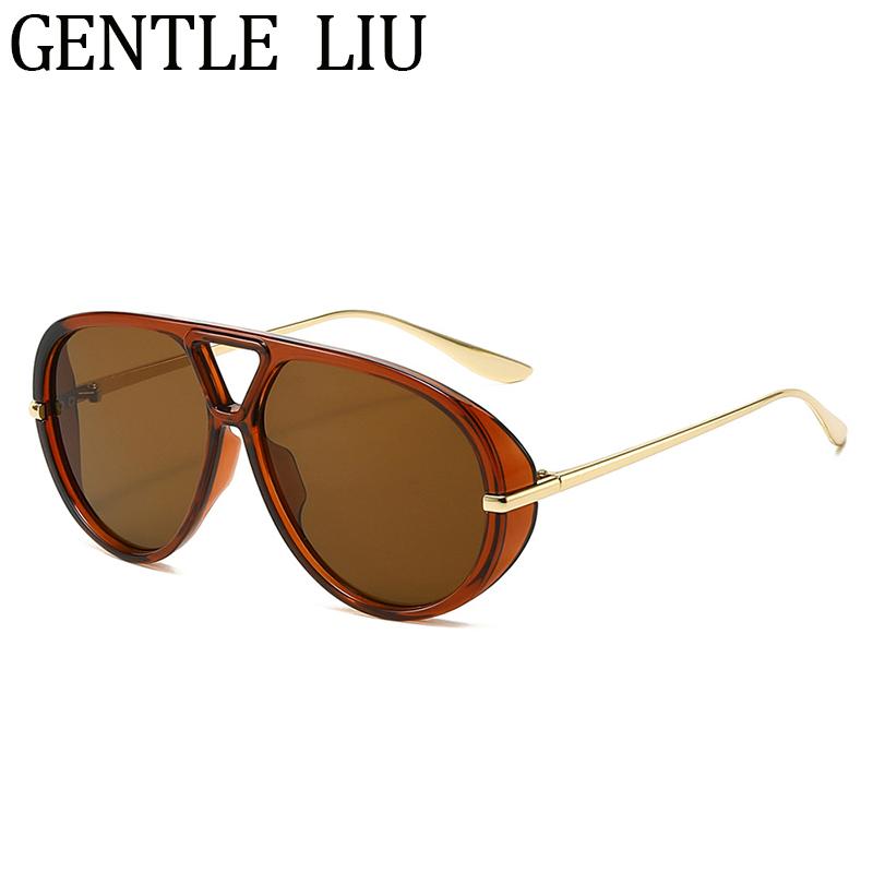 

Oversized Pilot Oval Punk Sunglasses Women 2026 Luxury Vintage Big Frame Double Beam Sun Glasses For Lady Outdoor Eyewear UV400