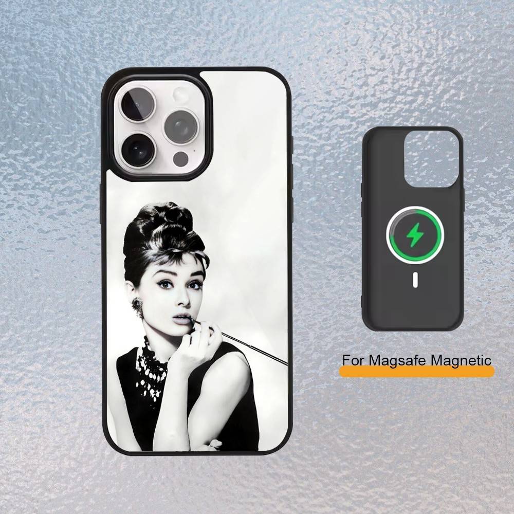 Audrey H-Hepburn Super Actor Phone Case For iPhone Magsafe Magnetic 17,16,15,14,13,12,11 Wireless Charging cover