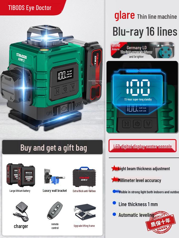 High-Precision Infrared & Green Light Laser Level with Auto-Leveling for Engineering and Surveying