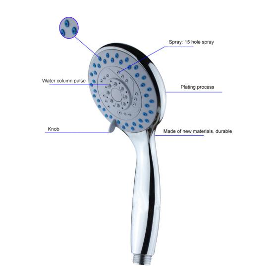 Pulverizator de apă rotund, rotund, portabil, cu 5 moduri de înaltă presiune