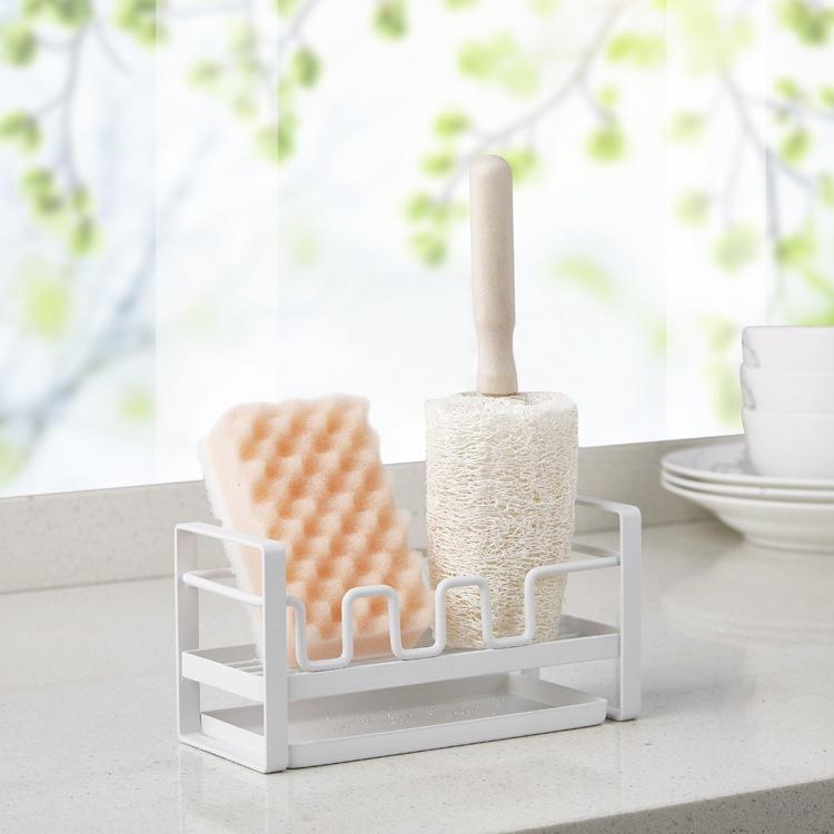 Iron Storage Rack Kitchen Bathroom Sink Sponge Drain Rack Desk Organize Box
