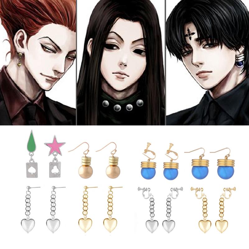 Big Size Red Kurapika Kurta Cosplay Earrings Anime Hunter X Hunter Clip Earrings for Women Men Christmas Jewelry Gift