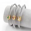 18K Gold Non-Fading Zircon Inlaid Titanium Steel Twist Open Bracelet