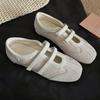 Soft Leather Version~ Velcro Casual Mary Jane Women's Shoes Versatile French Ballet Style Single Shoes Round Head Sports Flats