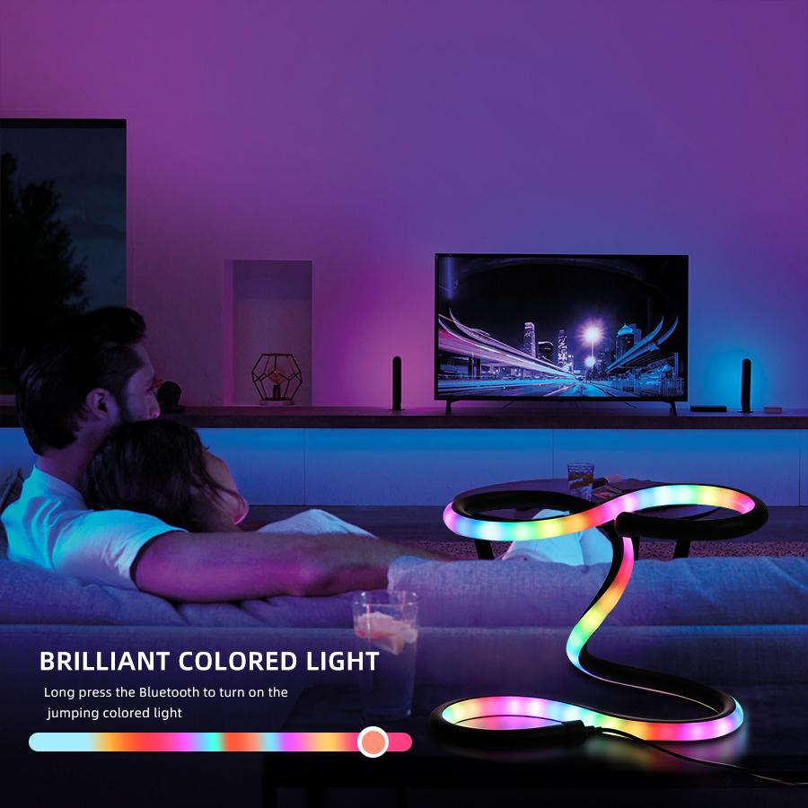 Modern Spiral LED Table Lamp, USB Powered Cast Iron Desk Light with Color Changing Feature, Minimalist RGB Illusion Lamp for Bed
