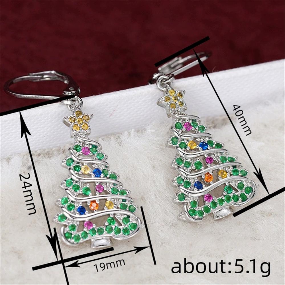Charm Female Christmas Tree Plant Hoop Earrings Vintage Fashion Silver Color Wedding  For Women
