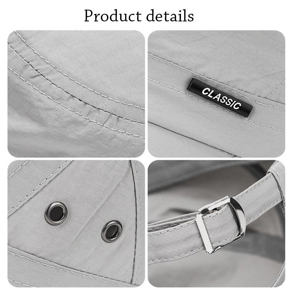 Men Baseball Cap Cadet Hat Breathable Adjustable Flat Top Cap Spring Summer Visor Hat Casual Outdoor Anti-Uv Cap