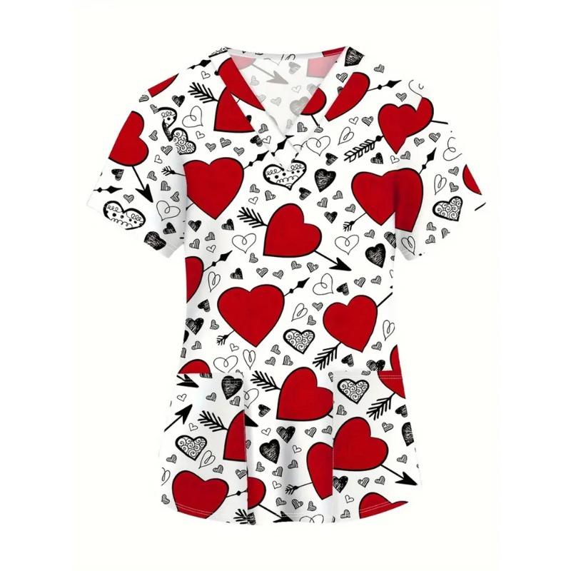 

Surgical Uniforms Woman Colorful Pattern Print Surgical Uniforms V-Neck Short Sleeve Patch Pocket Women s Scrub Medical Tshirt 5xl