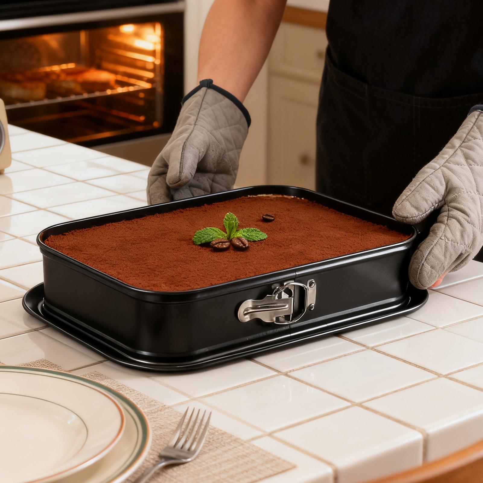 13x9 Inch Steel Cake Baking Pans Rectangular Cake Baking Trays Non-Stick Reusable Cake Baking Tray Cookie Sheet for Cheesecake CN