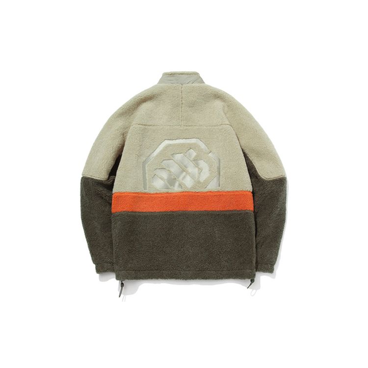 Li Ning Badfive Volný teplý kabát z jehněčí vlny se stojáčkem Pánská bunda Khaki AFDQ755-3