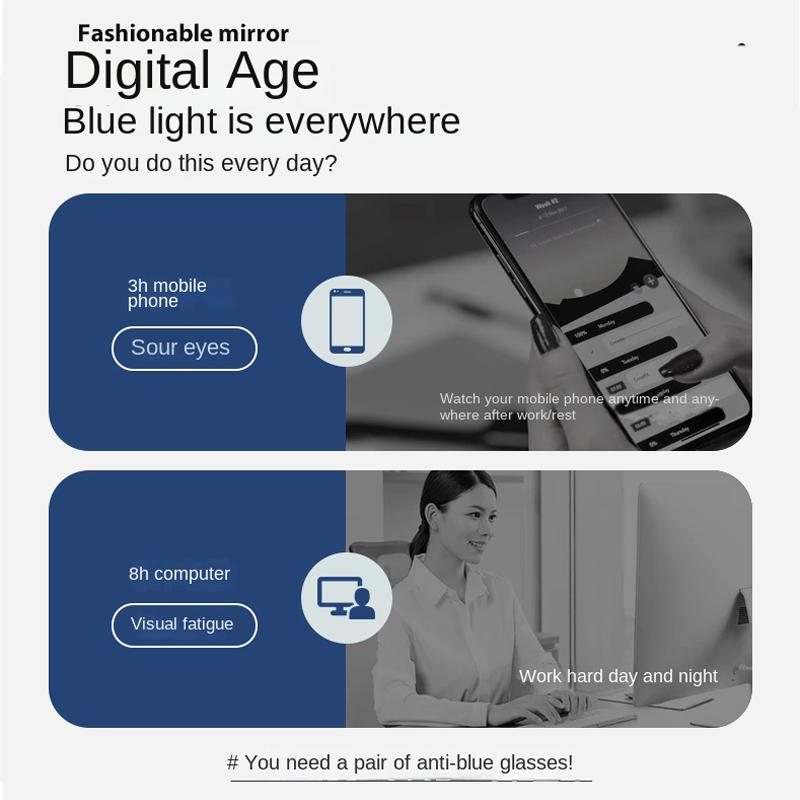 2Pcs Unisex Square Plastic Frame Trendy Anti-Blue Light Clear Glasses For Back To School Clothing Accessories.