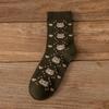 Women's Spring and Autumn Thickened Warm Wool Socks, Trendy Socks, Mid-calf Socks, Cartoon Bear Jacquard Women's Socks