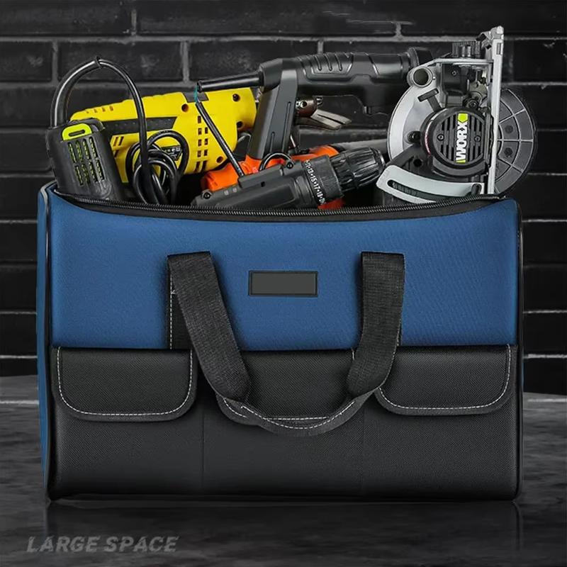 Mouth Heavy Duty Tool Bag with Reinforced Bottom Multi Compartment Storage Large Capacity Organizer for Construction Site Tools