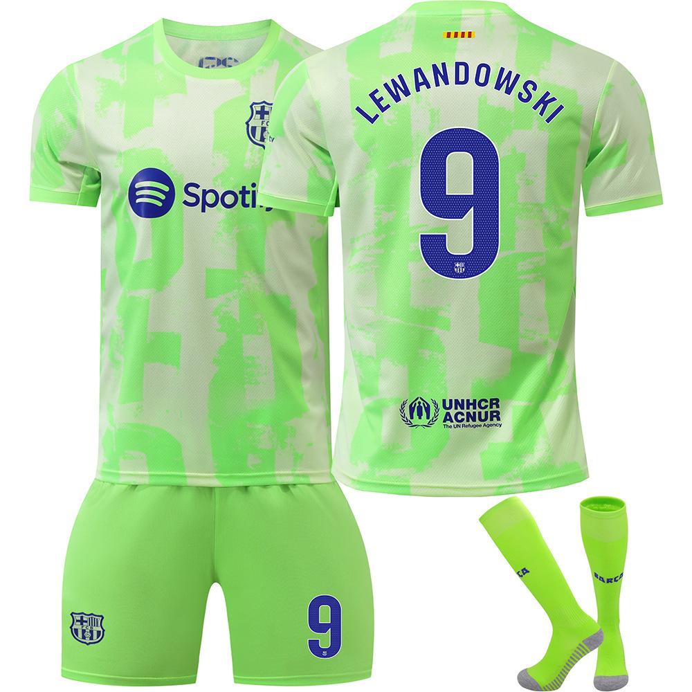 Youth and Children Adult Football Kit Sports Training Jersey Set with Socks 24/25 Barcelona Second Away Game