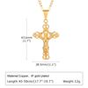 CZ Cross of Jesus Christ Crucifix Pendant Necklace, Figaro Chain Adjustable, Women Catholic Jewelry