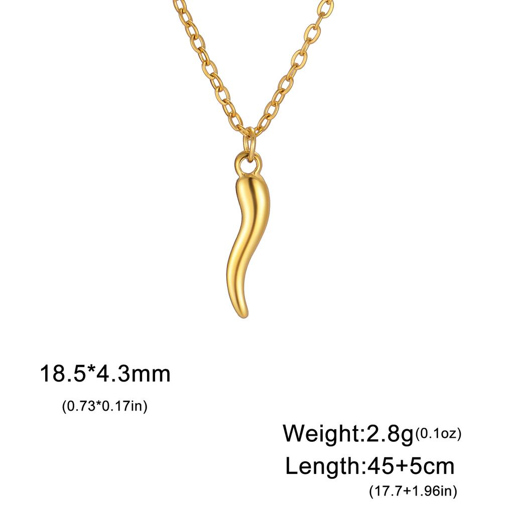 Cazador Red Color Enamel Italian Horn Necklace Gold Color Stainless Steel Necklaces Protection Jewelry Mother's Day Gifts