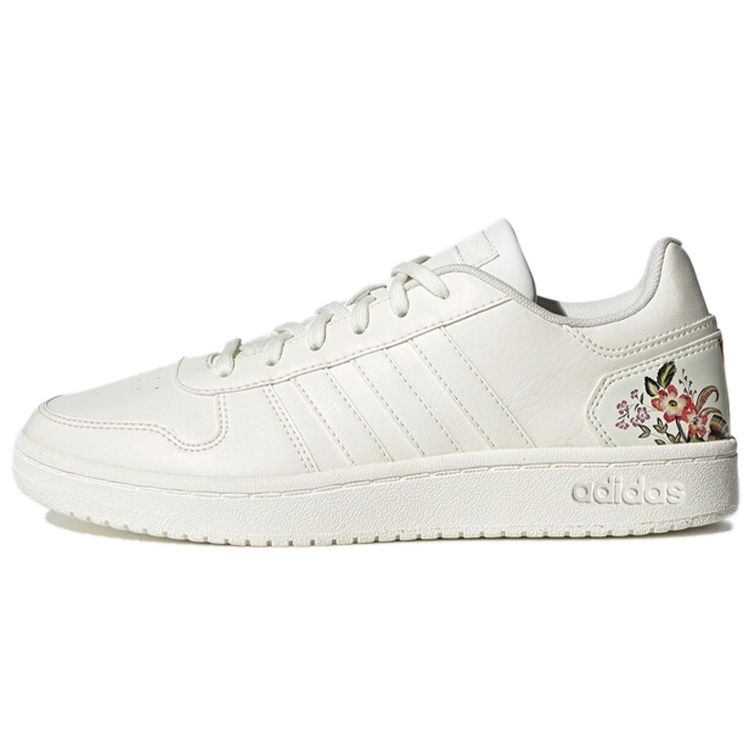 Adidas Neo Hoops 2.0 Synthetic Leather Floral Comfortable Durable Low-Top Retro Basketball Shoes Women sneaker White EF0122