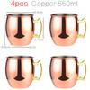 4 Pezzi 550ml Rete Moscow Mule Tazze di Rame Tazza Metallica Acciaio Inossidabile Birra Vino Tazza da Caffè Strumento per Cocktail