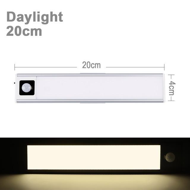 Lumină de noapte wireless pentru dulap cu senzor de mișcare LED de 20 cm și 40 cm, reîncărcabilă prin USB, pentru sub dulap, cu lumină magnetică