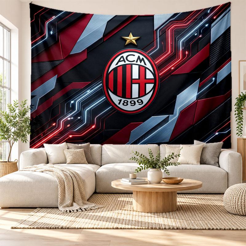 Tapeçaria de Parede AC Milan, Pendente de Parede em Tecido Macio, Fundo Decorativo Para Quarto Arte de Parede para Casa