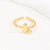 Adjustable 18K Gold Bubble Beaded Open Ring with 26 Alphabet Options